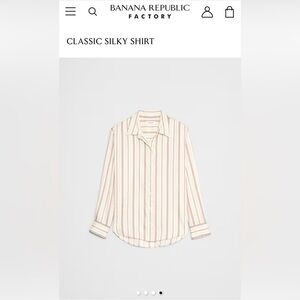 Banana Republic Factory Cream and Light Brown Striped Button-Down Shirt